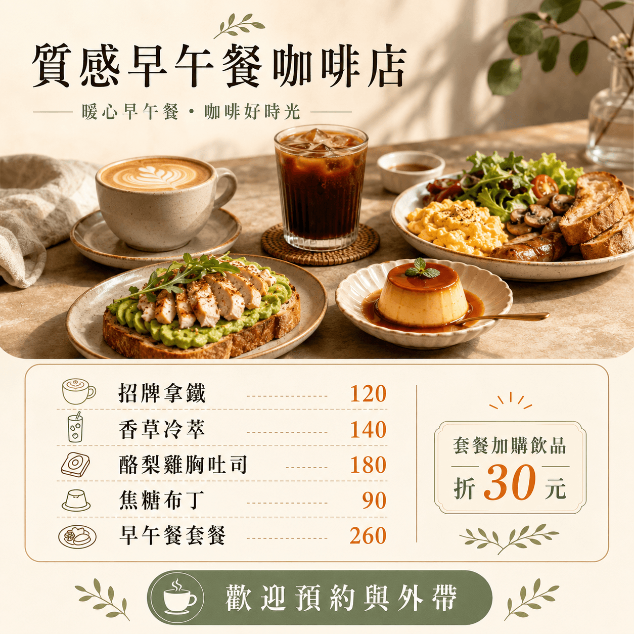 菜單與服務清單範例